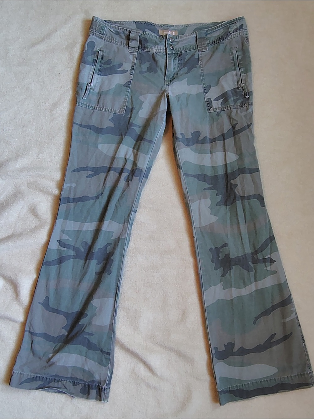 Vtg Gadzooks Camo Wide Leg Pants Low Rise Y2K Grunge Utility Streetwear Sz 6-8?